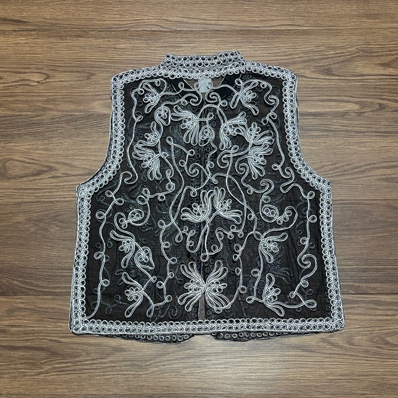 🔥🔥Vintage Mary McFadden Sheer Embroidered Vest – Asian-Inspired Glam Size: XL🔥🔥 - Picture 5 of 7